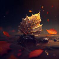 autunno sfondo con caduta le foglie e acqua schizzi. 3d illustrazione foto