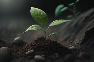 terra giorno albero su il verde terra sfondo, generativo ai foto