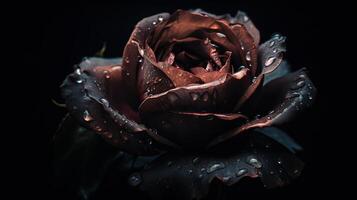 ai generato. ai generativo. vicino macro tiro foto di realistico fiore nero rosa. può essere Usato per nozze romantico o amore concetto. grafico arte