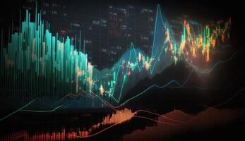 ai generativo. ai generato. fine azione commercio crescita grafico diagramma statistiche. può essere Usato per finanza i soldi analisi reddito marketing o economia strategia. grafico arte foto