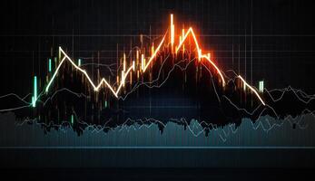 ai generativo. ai generato. fine azione commercio crescita grafico diagramma statistiche. può essere Usato per finanza i soldi analisi reddito marketing o economia strategia. grafico arte foto