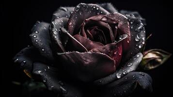 ai generato. ai generativo. vicino macro tiro foto di realistico fiore nero rosa. può essere Usato per nozze romantico o amore concetto. grafico arte