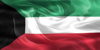 3d-illustrazione di una bandiera del Kuwait - bandiera sventolante realistica del tessuto foto
