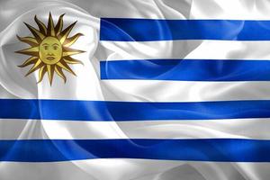 3d-illustrazione di una bandiera dell'uruguay - bandiera sventolante realistica del tessuto foto