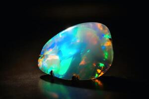 sbalorditivo opale nel luminosa leggero su un' buio sfondo creato con generativo ai tecnologia. foto