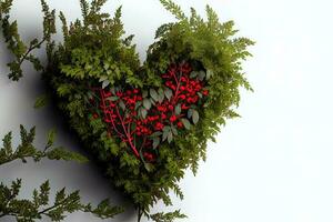 sorprendente rosso cuore su cespuglio o arbusto foto