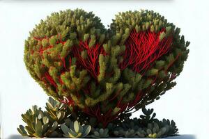 sorprendente rosso cuore su cespuglio o arbusto foto