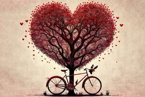 eccellente amore albero e bicyle con cuori foto
