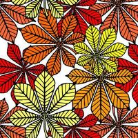 luminosa autunno senza soluzione di continuità modello di Castagna giallo e rosso le foglie su un' bianca sfondo, struttura, design foto