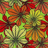luminosa autunno senza soluzione di continuità modello di Castagna giallo e rosso le foglie su un' verde sfondo, struttura, design foto