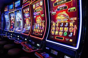 casinò gioco d'azzardo manganello e fessura macchine in attesa per i giocatori d'azzardo e turista per trascorrere i soldi foto