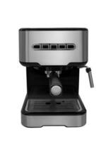 caffè espresso macchina, cappuccino macchina, evidenziato su un' bianca sfondo. automatico inossidabile acciaio caffè creatore. elettrodomestici. elettrico caffè creatore foto