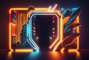 realistico neon leggero sfondo. generativo ai foto