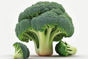 broccoli, crudo e fresco isolato bianca sfondo. generativo ai foto