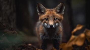 rosso Volpe nel il foresta ai creare foto