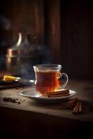 un' tazza via tè con teiera ai creare foto