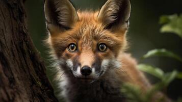 rosso Volpe nel il foresta ai creare foto