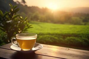 un' tazza via tè con teiera ai creare foto