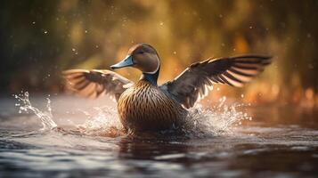 bellissimo anatra su il acqua ai creare foto