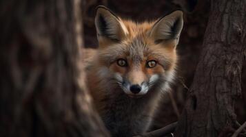 rosso Volpe nel il foresta ai creare foto