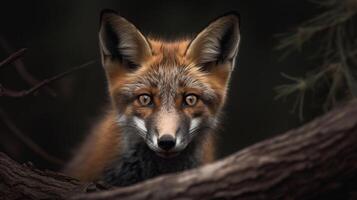 rosso Volpe nel il foresta ai creare foto