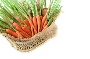 fresco carota, bambino carota nel cestino isolato foto