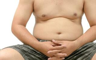 obeso Grasso uomo sovrappeso isolato su bianca foto