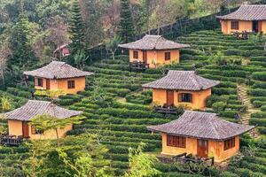 bandire rak tailandese Cinese villaggio su confine di settentrionale Tailandia e Myanmar foto