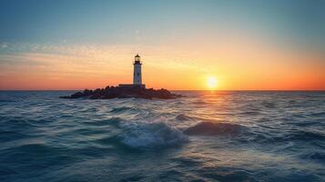 faro su tramonto, generativo ai foto