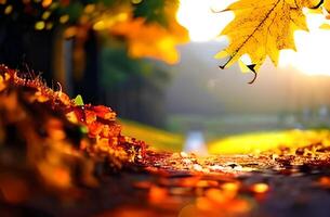 bellissimo autunno paesaggio con colorato fogliame scenario sfondo foto ai generato