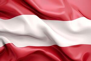 rosso e bianca sfondo, agitando il nazionale bandiera di Austria, salutò un' altamente dettagliato avvicinamento. ai generato foto