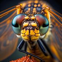 avvicinamento macro fotografia di volare insetti ai generativo foto