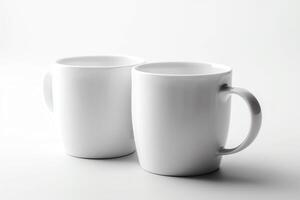 boccale modello con bianca sfondo realistico bianca caffè tazze isolato su bianca sfondo modello modello 3d illustrazione. ai generato foto