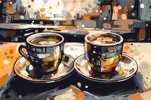 un' astratto tazze pieno di espresso nel sfondo arte stile cucina ristorante. ai generato foto