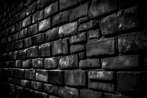 monocromatico Immagine di un' mattone parete nel un' alto contrasto nero e bianca. ai generato foto