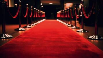 il Glitz e fascino di il rosso tappeto a un premi cerimonia. generativo ai foto