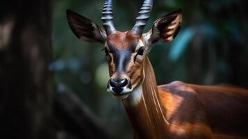 bongo antilope nel il giungla. generativo ai foto
