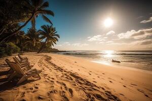 il Perfetto tranquillo spiaggia Paradiso su un' soleggiato giorno. ai generato foto