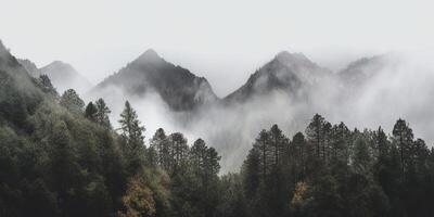 nebbioso montagna paesaggio ai generato foto