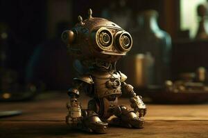 steampunk piccolo carino robot. creare ai foto