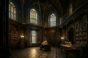 magnifico vecchio biblioteca. creare ai foto