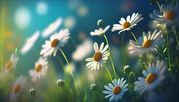 bellissimo primavera fiori sfondo natura con bellissimo cielo con ai generativo Immagine foto