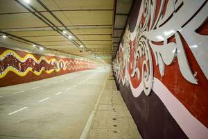 nuovo delhi, India, marzo 21 2023 - pm narendra modi dedicare pragati tunnel e cinque sottopassaggio di pragati maidan integrato transito corridoio progetto per nazione, pragati tunnel si apre per traffico movimento foto