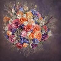 mazzo di fiori, fiore sfondo, astratto floreale sfondo, botanico acquerello illustrazione, generativo ai foto