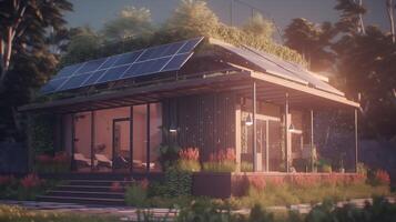 solare energia casa innovazione, digitale arte illustrazione, generativo ai foto