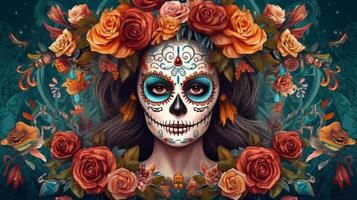 giorno di il morto, dia de los muertos. illustrazione ai generativo foto