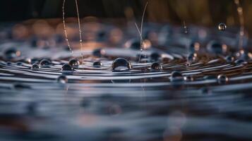 gocciolina danza, acqua goccioline danza su il superficie di un' stagno generativo ai foto