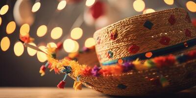 cannuccia cappello festa junina sfondo, brasiliano festa e latino americano Festival. generativo ai foto