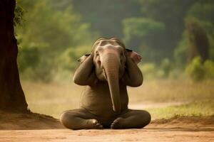 elefante spine il suo orecchio. creare ai foto