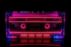 musica cassetta neon. creare ai foto